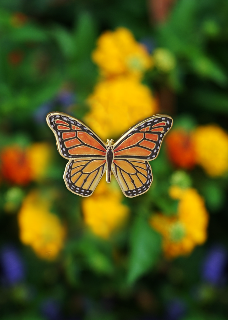 Orange Monarch printed pin
