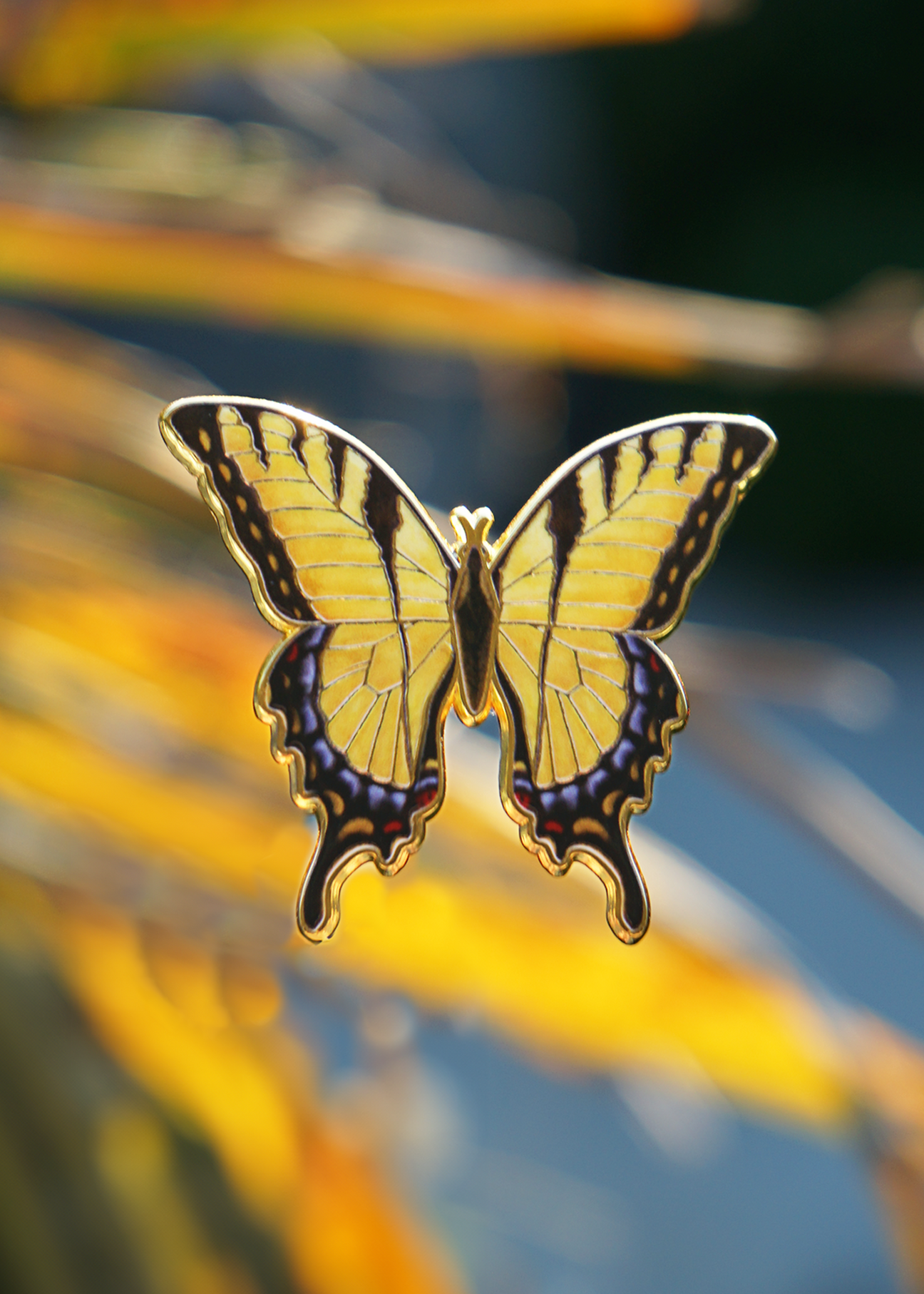 yellow tiger swallowtail pin