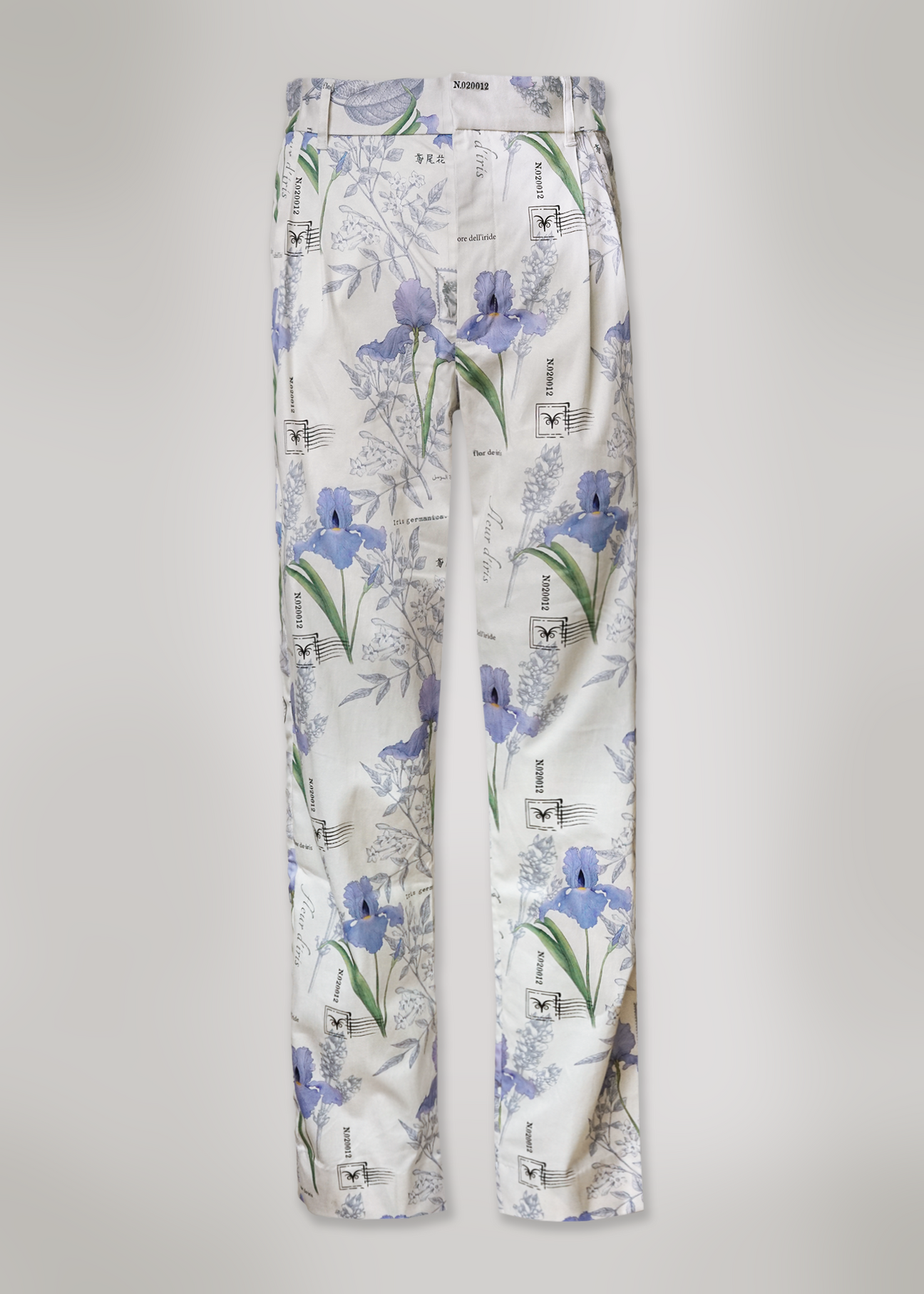 Atlas trousers in iris botany print