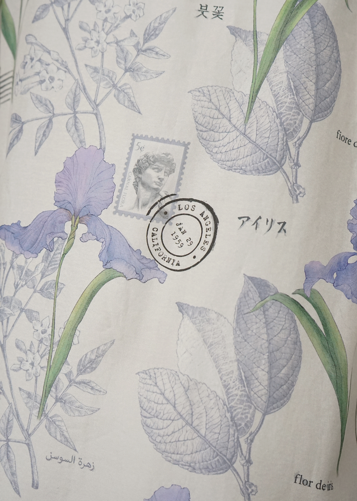 Detail shot of iris botany print artwork