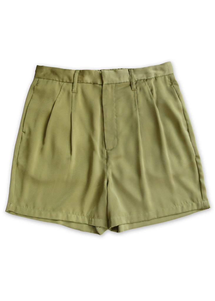 Product Flat lay of shorts in Olive Green